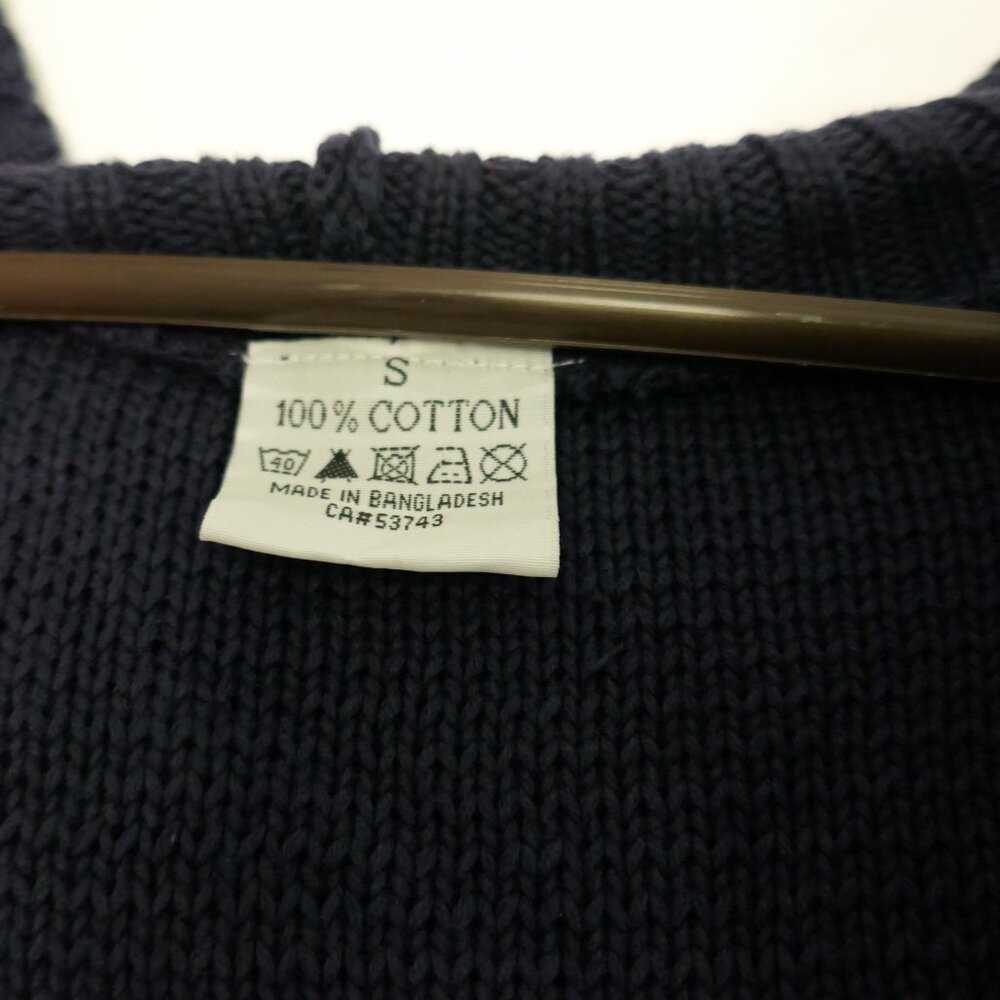 cozy navy blue cable knit hooded open front sweater size S - Picture 4 of 4